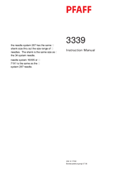 Pfaff 3339 Instruction Manual