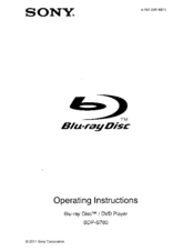 Sony BDP-S780 Operating Instructions Manual