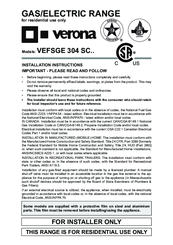 Verona VEFSGE 304 SC Installation Instructions Manual