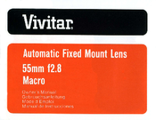 Vivitar Automatic Fixed Mount Lens 55mm f2.8 Macro Owner's Manual