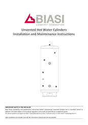 Biasi 250IN Installation And Maintenance Instructions Manual