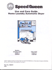 Speed Queen AEM477 Use And Care Manual