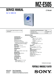Sony Walkman MZ-E505 Service Manual