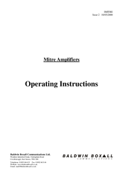 Baldwin Boxall Mitre M2120M Operating Instructions Manual