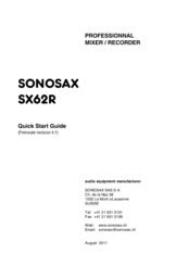 Sonosax SX62R Quick Start Manual