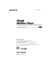 Sony MDX- CA680X Operating Instructions Manual