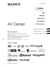 Sony XAV-701HD Operating Instructions Manual
