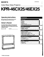 Sony KPR-46EX25 Operating Instructions Manual