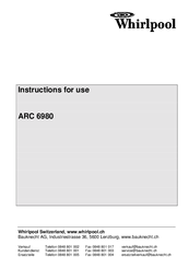 Whirlpool ARC 6980 Instructions For Use Manual
