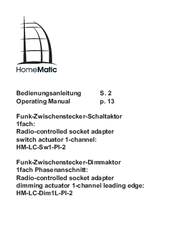 HomeMatic HM-LC-Sw1-Pl-2 Operating Manual