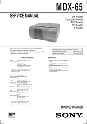 Sony MDX-65 Service Manual