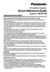 Panasonic KX-NT136 Quick Reference Manual