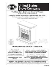 United States Stove Company VFZC42 Owner's Operation And Installation Manual