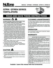 NuTone QTREN 110 Instructions Manual