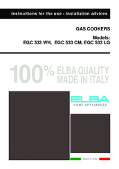 Elba EGC 533 LG Instructions For The Use - Installation Advices