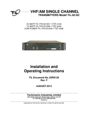 TIL TST-4200 92-SC Installation And Operating Instructions Manual