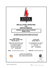 Newmac WAO E Installation, Operating And Service Manual