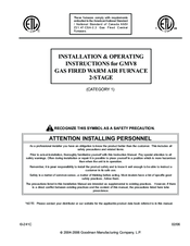 Goodman GMV8 Installation & Operating Instructions Manual