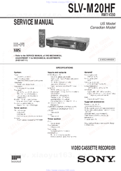 Sony SLV-M20HF - Video Cassette Recorder Service Manual