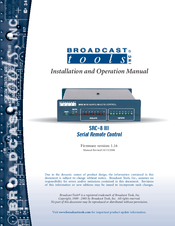 Broadcast Tools SRC-8 III Installation And Operation Manual