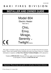 Baxi Fires Division MIRAGE 804 Installer And Owner Manual