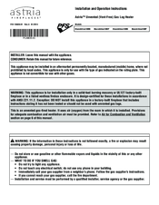 Astria Blaze&Glow18MN Installation And Operation Instructions Manual