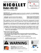 kozy heat Nicollet NCL-195 Installation Manual