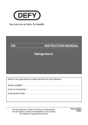Defy 14875 Instruction Manual