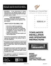 Town & Country Fireplaces TCWS54ST SERIES D Installation And Operating Instructions Manual