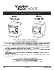 Heatilator Eco-Choice WS18-AU Installation Instructions Manual