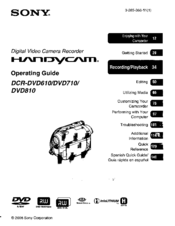 Sony DCR-DVD710 - Dvd Digital Handycam Camcorder Operating Manual