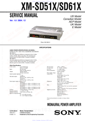 Sony XM-CD61X Service Manual