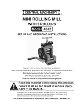Central Machinery 4832 Set Up And Operating Instructions Manual