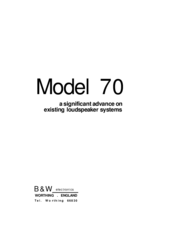 B&W electronics 70 User Instruction Handbook