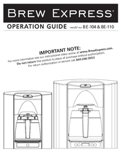 Brew Express BEC-110 Operation Manual