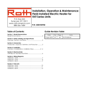 Roth AHTR151B Installation & Operation Manual