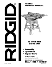 Ridgid TS2412 Owner's Manual