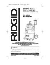 RIDGID WD1851EX0 Owner's Manual