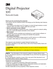 3M X95 - Digital Projector XGA LCD Network Manual