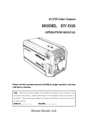 Hitachi HV-D25 Operation Manual