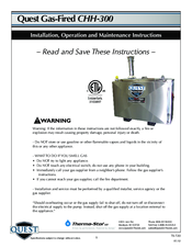 Quest Engineering CHH-300 Installation, Operation And Maintenance Instructions