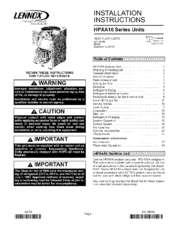 lennox HPXA16 series Installation Instructions Manual