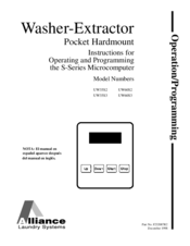 Alliance Laundry Systems UW60S3 Operating And Programming Manual