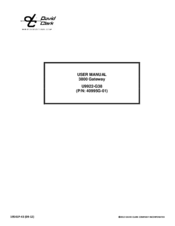 David Clark 3800 User Manual