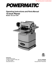 Powermatic 15S Operating Instructions And Parts Manual