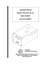 Audio international PA-475-A Installation Manual