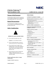 NEC i-Series Quick Installation Manual