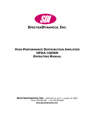 SpectraDynamics HPDA-100NM Operating Manual