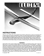 Carl Goldberg Products Electra Instructions Manual