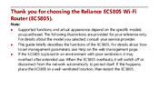 Reliance EC5805 User Manual